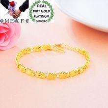 Hxomfc pulseiras de ouro, braceletes para mulheres, 18k, para festa de aniversário, casamento, folha, coração, moda europeia be195 2024 - compre barato