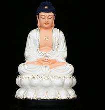 Estátua sakyamuni buda amitabha, ornamentos de artesanato em resina branca 2024 - compre barato