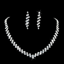 Fashion Silver Color Crystal Rhinestone Chain Necklace and Earrings Set Women Jewelry Wedding Party Bridal Jewelry Set JL 2024 - buy cheap