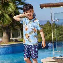 Brand Children Swimsuit Clothing Sets Swimming Shirts+Trunks Kids Bathing Suit Toddler Boys Sports Clothes 2024 - buy cheap