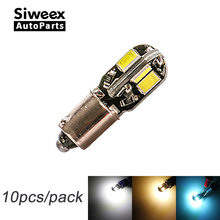 10 Pcs BA9S Car LED Bulbs T4W 8 SMD 5730 Auto Interior Dome Reading Side Marker Door Lamps 12V Warm/White License Plate Lights 2024 - buy cheap