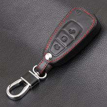 Кожаный чехол для ключей для Ford Focus 3 4 Mondeo MK3 MK4 Kuga Escape Edga 2012-2018, 3 кнопки, складной ключ 2024 - купить недорого