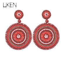 Round Resin Beads Drop Dangle Earrings Bohemian Handmade Statement Big Earrings For Women Jewelry UKEN 2024 - buy cheap