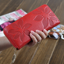 Women's Elegant Genuine Leather Hand Clutch Bag Female Redbud Embossed Pattern Versatile Wallet Cell Phone Bag Coin Purse 2024 - buy cheap
