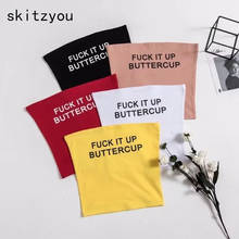 skitzyou Letter Print Camisole Femme Slash Neck Streetwear Crop Top Chic Bodycon Black Skinny Cropped Summer White Red Tank Top 2024 - buy cheap