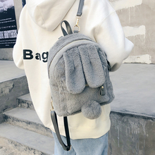 New Women Faux Fur Backpack Fur Double Shoulder Bag Chain School Bags For Teenager Girls Children Cute Rabbit Backpacks 494 2024 - buy cheap