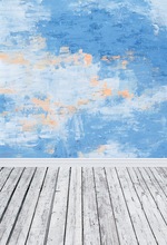Wooden Floor Photography Backdrops Blue Sky Ink Painting Backgrounds for Photo Studio Vinyl Cloth Computer Printed Customized 3D 2024 - buy cheap