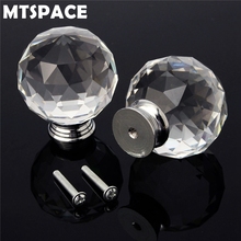 MTSPACE-pomos de puerta de cristal transparente esférico, 30mm, 50mm, tirador de armario con perilla de cristal + Aleación de Zinc, 1 ud. 2024 - compra barato