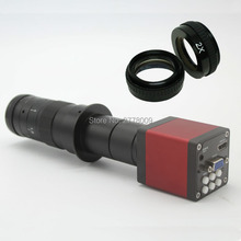 Cámara de microscopio Industrial Digital de doble salida, lente óptica de montaje en C, 2.0MP, 30FPS, 1080P, HDMI, VGA, 10X-360X, Envío Gratis 2024 - compra barato