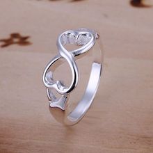 925 joia anel banhado a prata elegante coração duplo presente para mulheres e homens joias de prata anéis para dedos smtr092 2024 - compre barato