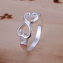 Anillo de plata Chapado en plata para hombre y mujer, sortija fina de doble Corazón, joyería de plata, anillos de dedo SMTR092, 925 2024 - compra barato