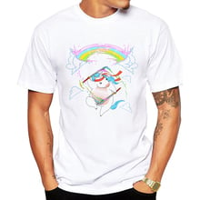 Camiseta divertida para hombre, camisa informal de manga corta con estampado de arcoíris, unicornio ninja, color blanco, novedad de verano, 2019 2024 - compra barato