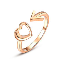 Женское кольцо с сердечками и стрелками, регулируемое золотистое/серебристое ювелирное изделие для влюбленных, подарок на день Святого Валентина 2024 - купить недорого