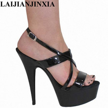 LAIJIANJINXIA-Sandalias de tacón alto de 15cm para mujer, zapatos sexys con correa, para Club nocturno, fiesta, Pole de baile 2024 - compra barato