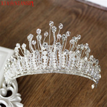 XIAONIANSHI New Baroque Luxury Crystal AB Bridal Crown Tiaras Light Gold Diadem Tiaras for Women Bride Wedding Hair Accessories 2024 - buy cheap