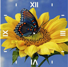 Reloj de pared de girasol bordado con diamantes, punto de cruz, pegatinas de decoración para el hogar 2024 - compra barato