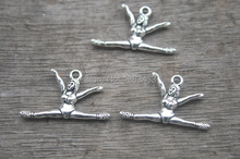 25pcs--Gymnastics Charms, Antique Tibetan Silver Tone Double Sided Gymnast charm pendants 27x16mm 2024 - buy cheap