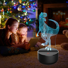 3d dinossauro ilusão lâmpada velociraptor 3d night light candeeiro de mesa 7 cores em mudança 3d ilusão óptica luzes presentes 2024 - compre barato