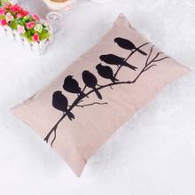 Rectangle Pillow Case Sofa Waist Throw Bird Pattern Cushion Cover Linen blend 30X50CM Home Decor 3MY5 2024 - buy cheap