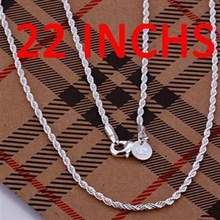 Xozn norq-collar de plata de primera ley para mujer, Gargantilla, cadena, plata esterlina 925, 2mm, 22 pulgadas 2024 - compra barato