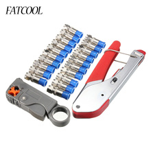 Hot Sell Wire Stripping Squeezing Pliers Coaxial Cable Cold Press Clamp RG59 RG6 Cable TV Crimping Tool Set with 20 F Heads 2024 - buy cheap