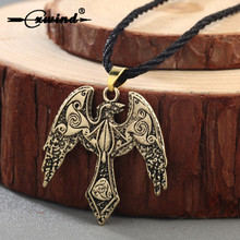 Cxwind Norse Vikings Odin's Ravens Pendant Necklace Raven Triskelion Symbol Charm Animal Bird Necklaces Statement Wing Jewelry 2024 - buy cheap