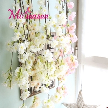 Miiseason 1pc Natural Vertical Silk Cherry Blossom For Wedding Decor DIY Cherry Trees Artificial Flower Decorative Flowers 2024 - buy cheap