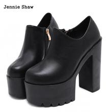 Autumn 14cm High Heeled Shoes Female Round Head Platform Women's Ankle Boots Shoes. 2024 - buy cheap