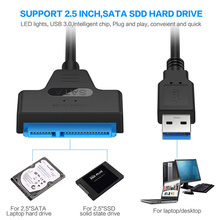 10 pces usb 3.0 sata 3 cabo sata para adaptador usb até 6 gbps suporte 2.5 polegadas externo ssd hdd disco rígido 22 pinos cabo sata iii 2024 - compre barato