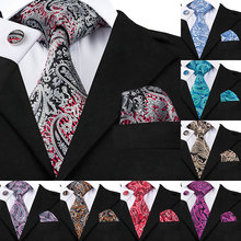 SN-359-Conjunto de corbatas de seda de 100% para hombre, corbatas formales de color gris claro, rojo, negro, Paisley, pañuelo, para fiesta de boda y novio 2024 - compra barato