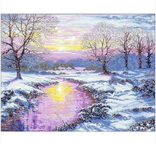 Embroidery Package Hot Sell Best Quality  Cross Stitch Kits Winter Sunset Tree Snow Free Shipping Hot Sell 2024 - buy cheap