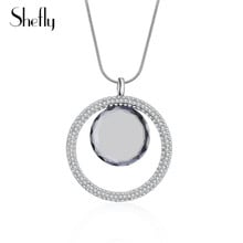 New Big Round Circle Crystal Pendant Necklace  Plated Long Chain Clear Glass Women Sweater Necklaces Fashion Jewelry Kolye 2024 - compre barato