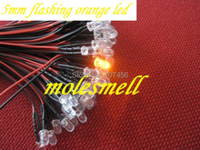 Free shipping 1000pcs 5mm 12v Flashing Orange LED Lamp Light Set Pre-Wired 5mm 12V DC Wired blinking orange led amber led 2024 - buy cheap