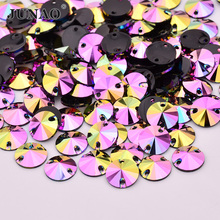 JUNAO 10 12 16 18mm Sew On Pink AB Rivoli Rhinestone Applique Sewing Resin Crystal Stones Flatback Round Strass for Dress 2024 - buy cheap