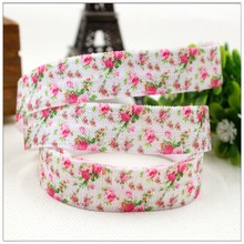 1571490 ,  width 16MM , Fold Over Elastic Ribbon Printed with flower, DIY handmade accessories, packaging decorative ribbon 2024 - buy cheap