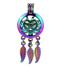 Rainbow Colored Dream Catcher Cage Pendant Star Dragon Owl Love Dreamcatcher Cage Jewelry 5Pcs RPA1 2024 - buy cheap