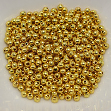 Espaciador de acrílico metálico, tono dorado 2000, 3mm, cuentas de bolas lisas 2024 - compra barato