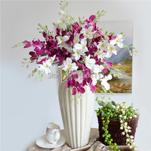 Phalaenopsis-flores orquídeas artificiais para casamento, flores decorativas, feitas em chão, borboleta, orquídea 2024 - compre barato