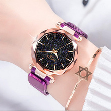 Relojes de pulsera magnética cielo estrellado cielo mujer reloj de pulsera de lujo de oro rosa de mujer reloj de cuarzo reloj de mujer reloj feminino 2019 2024 - compra barato