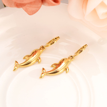 newest  high quality Solid Gold Jewelry Fashion cute smal Dolphin Earrings Gift for Girls Friend Kids Ladyearring party earring 2024 - buy cheap
