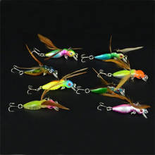 8pcs Lot Bee Insect Hard Fishing Lure with Feather Artificial Baits 3D Eyes Treble Hooks Crap Fishing Tackle pesca 2024 - buy cheap