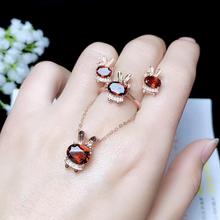 Natural garnet suit, 925 silver, lovely rabbit suit, ring necklace, special product package 2024 - buy cheap