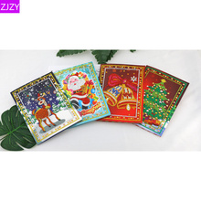 Diamond Painting Christmas Greeting Cards Diamond Mosaic Cartoon Mini Santa Claus Merry Christmas Paper Cards Craft Gift LY725 2024 - buy cheap