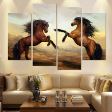 Cuadros de pintura en lienzo para el hogar, pintura de caballo corriendo, arte decorativo moderno para pared, sin marco, 4 piezas 2024 - compra barato