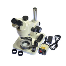 Microscopio estéreo con Zoom para inspección industrial, microscopio Trinocular 7X-45X, VGA, USB, AV, cámara de vídeo de TV, 56 luces LED y adaptador C 2024 - compra barato
