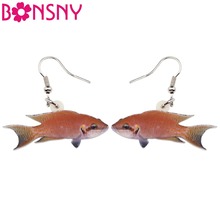 Bonsny Acrylic Red Queen's Tail Fish Earrings Big Long Dangle Drop Women Girls Ladies Fashion Ocean Sea Jewelry Bulk Accessories 2024 - buy cheap