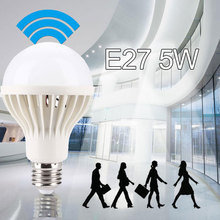 E27 5W LED Bulb Light Sound Sensor PIR Motion Detection Household White Lampada LED Spotlight Table lamp Lamps light 2024 - buy cheap