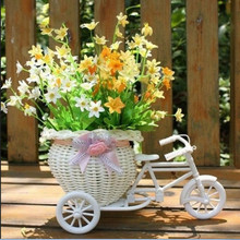 Пластиковая белая трехколесная велосипедная дизайнерская Цветочная корзина для хранения, украшение для вечеринки, креативная Цветочная корзина для свадебной вечеринки, домашний декор, хит продаж 2024 - купить недорого