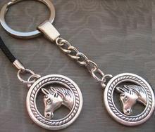 Vintage Silver Round Horse Head Keychain For Keys Car Bag Key Ring Handbag Couple Mobile Phone Lanyard KeyChains Friendship Gift 2024 - buy cheap