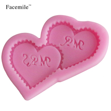 Valentine mr sra. alfabeto coração fondant molde de silicone chocolate doces pastelaria molde bolo de casamento decoração diy molde de cozimento 2024 - compre barato